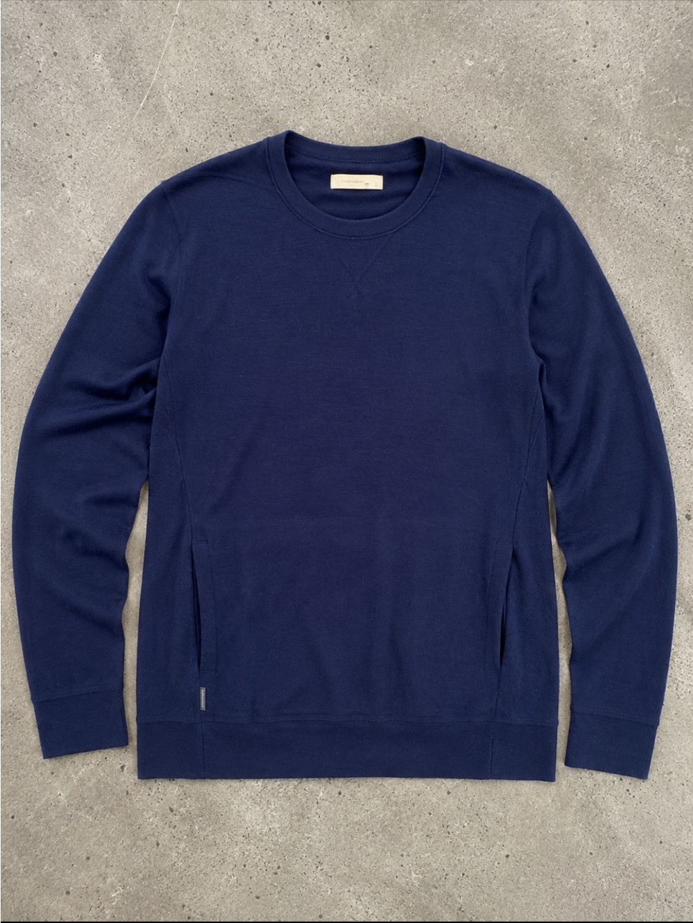 Icebreaker Merino Wool Sweatshirt Men’s Large Navy Pocket Pullover Crewneck